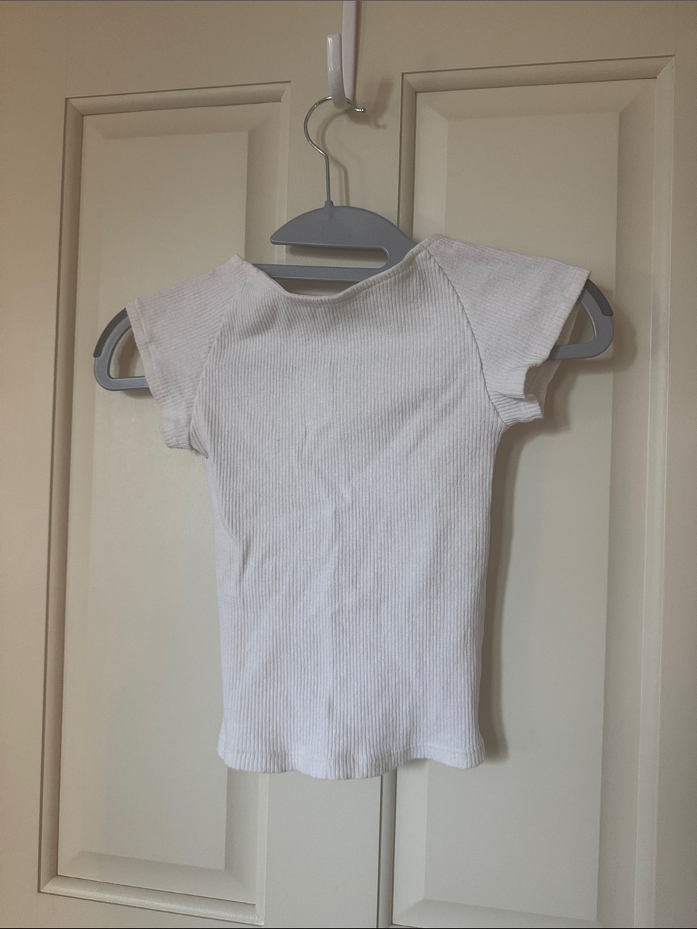 Aerie Backless White Ribbed Short-Sleeve Tee